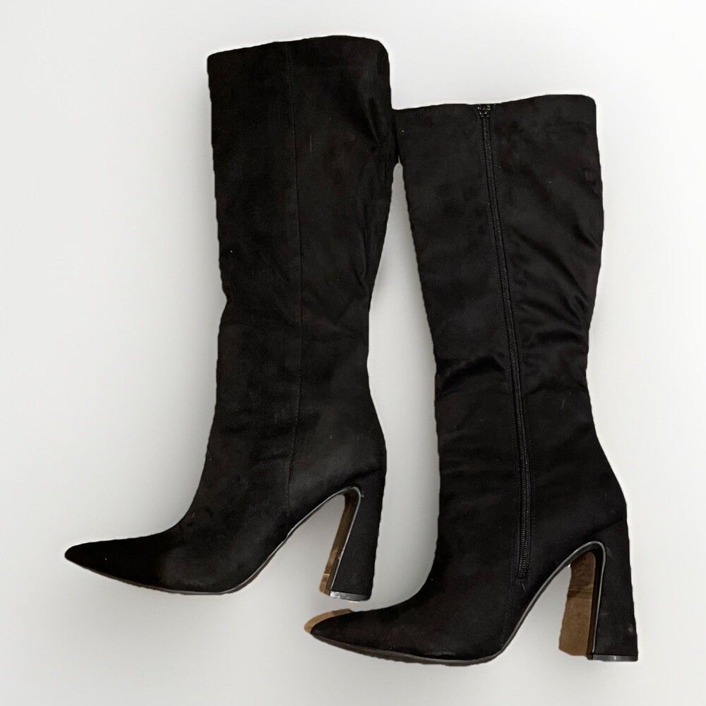 Rouge Helium Zenon Black Faux Suede Knee High Boots Womens Size 10
